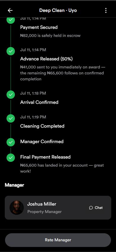 Cleankadar property manager home screen